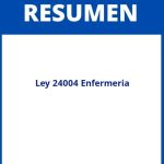 Ley 24004 Enfermeria Resumen