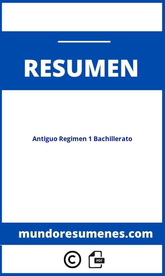 Resumen Antiguo Regimen 1 Bachillerato
