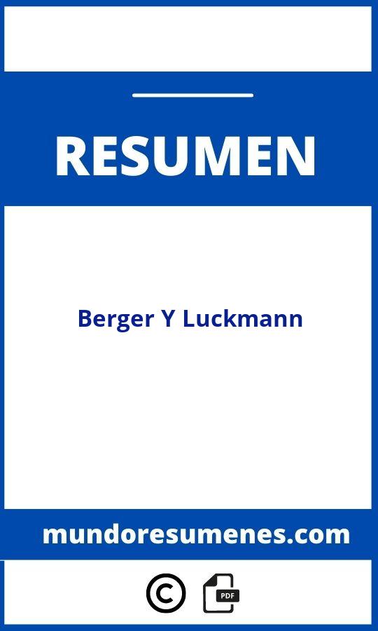 Resumen Berger Y Luckmann